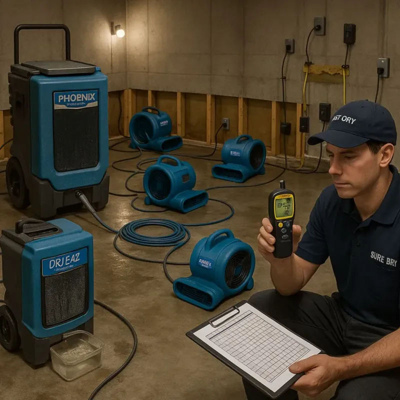 Structural Drying and Dehumidification process in Hesperia, CA